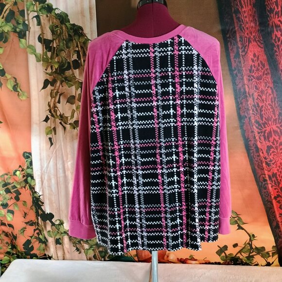 Secret Treasures Sz 3X Pink & Black Plaid Pajama Lounge Set - Picture 4 of 6